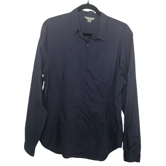 GARNET HILL Shirt Women's Size 12 Purple Long Sleeve 100% Cotton Button Top - Picture 2 of 9